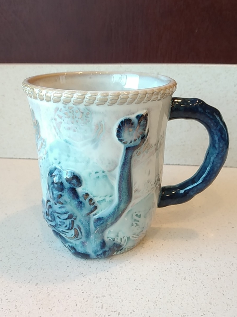 Mermaid Cottagecore Cracker Barrel Artisan Pottery Coffee Mug Seashell, Starfish